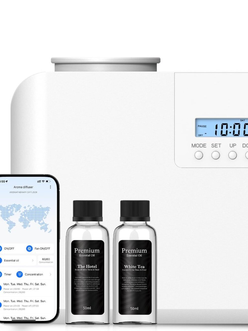 Waterless Cold Air HVAC Scent Diffuser Machine 5000 Sq Ft WiFi Control White